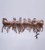 Copper Finish Iron 7 Running Horse With LED Metal Wall Art