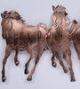 Copper Finish Iron 7 Running Horse With LED Metal Wall Art