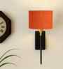7-Inch Drum Shade Wall Sconce   Classic Round Shade & Metal Wall Mount-Orange Jute