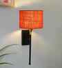 7-Inch Drum Shade Wall Sconce   Classic Round Shade & Metal Wall Mount-Orange Jute