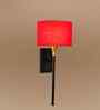 7-Inch Drum Shade Wall Sconce | Decorative Fabric Shade with Metal Fixture-Red Cotton