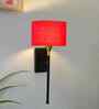 7-Inch Drum Shade Wall Sconce | Decorative Fabric Shade with Metal Fixture-Red Cotton