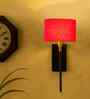 7-Inch Drum Shade Wall Sconce | Decorative Fabric Shade with Metal Fixture-Red Cotton