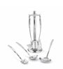 7-Piece Kitchen Tool Set | Stainless Steel Cooking Utensils with Stand | Includes Ladle, Pasta Server, Potato Masher, Skimmer, Slotted Turner & Serving Spoon