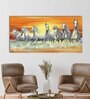 7 Running Horse Multicolour Canvas Wildlife Art Print