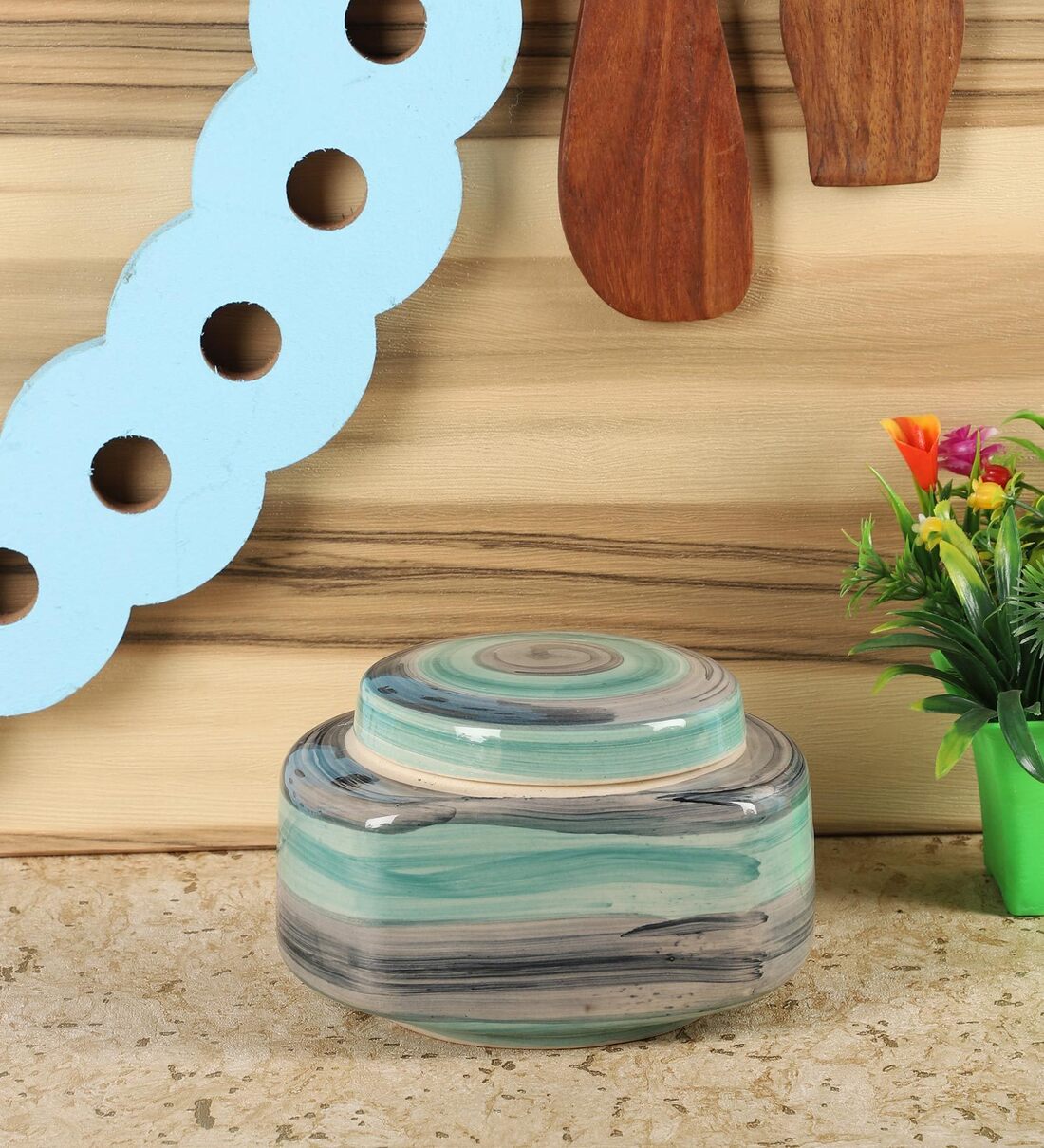 Buy 700 ML Ceramic Condiment Jar in Green by CDI at 58 OFF by Cdi