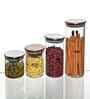 700 ml Borosilicate Glass Airtight Kitchen Storage Jar with Silver Metallic Lid