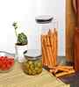 700 ml Borosilicate Glass Airtight Kitchen Storage Jar with Silver Metallic Lid