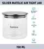 700 ml Borosilicate Glass Airtight Kitchen Storage Jar with Silver Metallic Lid
