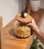 700ml Bubble Glass Jar with Acacia Wood Lid & Resin Knob