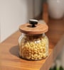 700ml Bubble Glass Jar with Acacia Wood Lid & Resin Knob