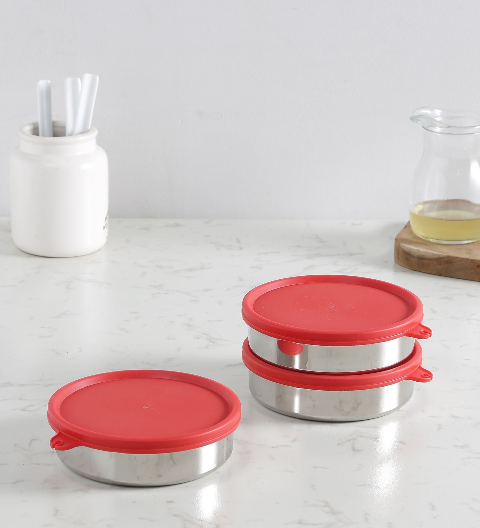 Flexi Lock Chocolate 250ml Stainless Steel  3Pcs Airtight Container with Leak Proof lid