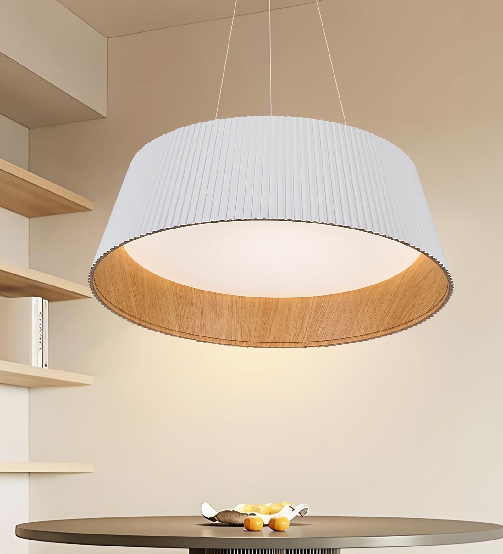 75W Drum Shape LED Ceiling Chandelier with 3 Color Modes