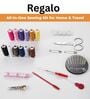 76 Portable Sewing Kit Box with 12 Pcs Thread Spools, Scissors, Thread Needles,Tape Measure for DIY