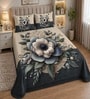 Green 7D Digital Printed Floral Queen Size Bedsheet Sheet with 2 Matching Pillow Covers