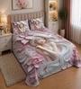 Pink 7D Digital Printed Girl Queen Size Bedsheet Sheet & 2 Pillow Covers