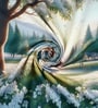 Green 7D Digital Printed Nature Queen Size Bedsheet Sheet Bedsheet with 2 Pillow Covers