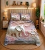 Purple 7D Digital Printed Elephant Queen Size Bedsheet Sheet with 2 Matching Pillow Covers