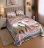 Purple 7D Digital Printed Elephant Queen Size Bedsheet Sheet with 2 Matching Pillow Covers
