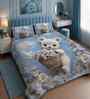 7D Printed Blue Teddy Microfiber Queen Size Double Bedsheet with Pillow Covers