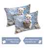 7D Printed Blue Teddy Microfiber Queen Size Double Bedsheet with Pillow Covers