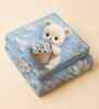 7D Printed Blue Teddy Microfiber Queen Size Double Bedsheet with Pillow Covers