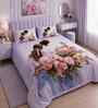 7D Printed Couple Microfiber Queen Size Double Bedsheet with Pillow Covers