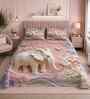 7D Printed Elephant Microfiber Queen Size Double Bedsheet with Pillow Covers