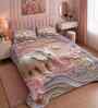 7D Printed Elephant Microfiber Queen Size Double Bedsheet with Pillow Covers