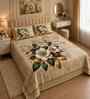 7D Printed Floral Microfiber Queen Size Double Bedsheet with Pillow Covers