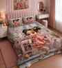 7D Printed Girl & Cafe Microfiber Queen Size Double Bedsheet with Pillow Covers