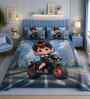 7D Printed Little Biker Microfiber Queen Size Double Bedsheet with Pillow Covers