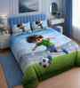7D Printed Little Football Champion Kids Microfiber Queen Size Double Bedsheet with Pillow Covers