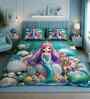 7D Printed Ocean Shells Kids Microfiber Queen Size Double Bedsheet with Pillow Covers