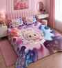 7D Printed Pink Bunny Microfiber Queen Size Double Bedsheet with Pillow Covers