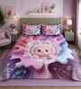 7D Printed Pink Bunny Microfiber Queen Size Double Bedsheet with Pillow Covers