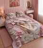 7D Printed Princess Floral Microfiber Queen Size Double Bedsheet with Pillow Covers