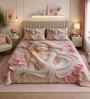 7D Printed Princess Floral Microfiber Queen Size Double Bedsheet with Pillow Covers