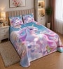 Purple 7D Digital Printed Unicorn Queen Size Bedsheet Sheet with 2 Matching Pillow Covers