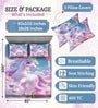Purple 7D Digital Printed Unicorn Queen Size Bedsheet Sheet with 2 Matching Pillow Covers