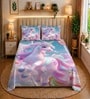 Purple 7D Digital Printed Unicorn Queen Size Bedsheet Sheet with 2 Matching Pillow Covers