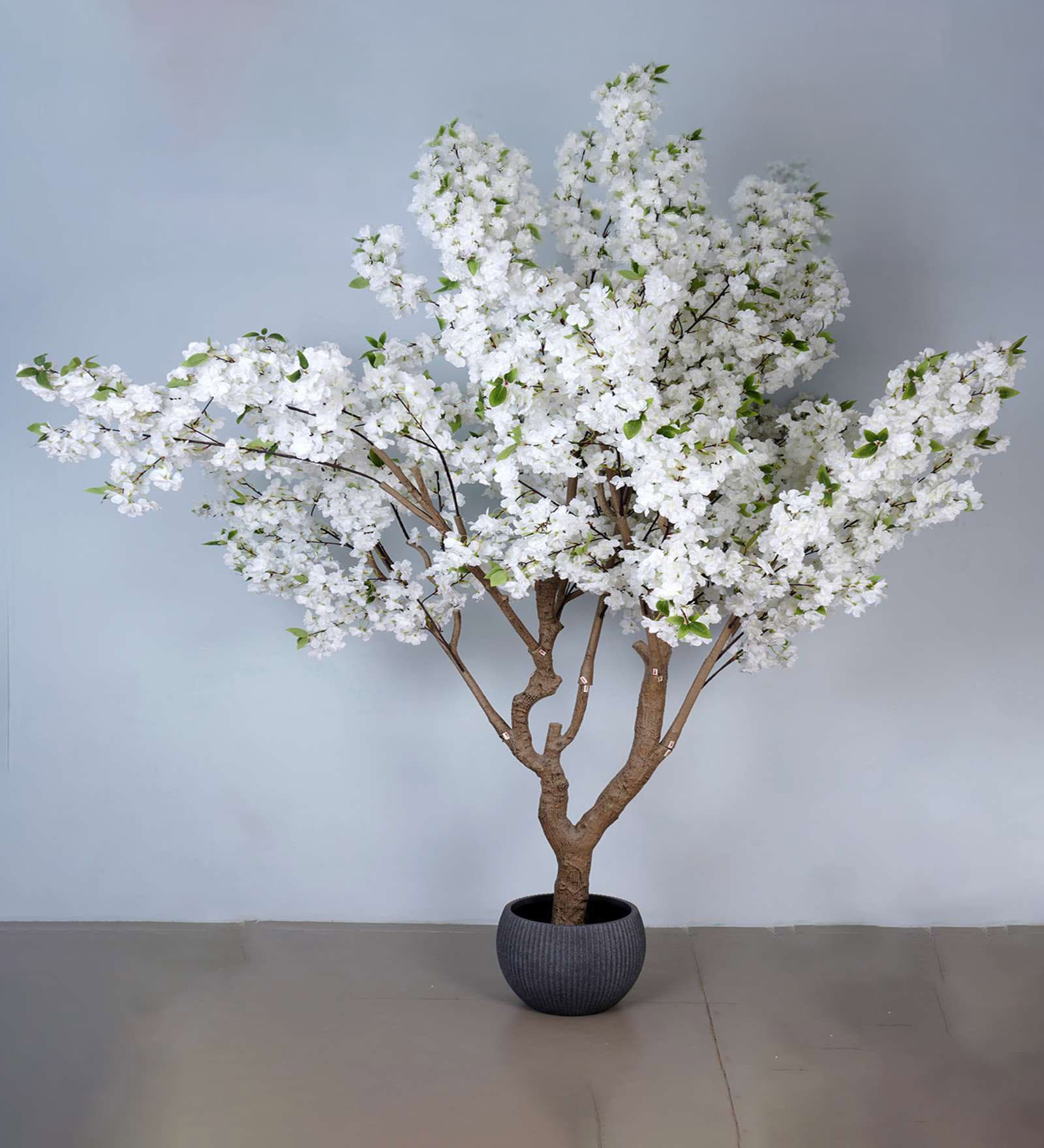 8.2Ft Artificial White Cherry Blossom Tree Plant with Pot 8.2Ft Artificial White Cherry Blossom Tree Plant with Pot