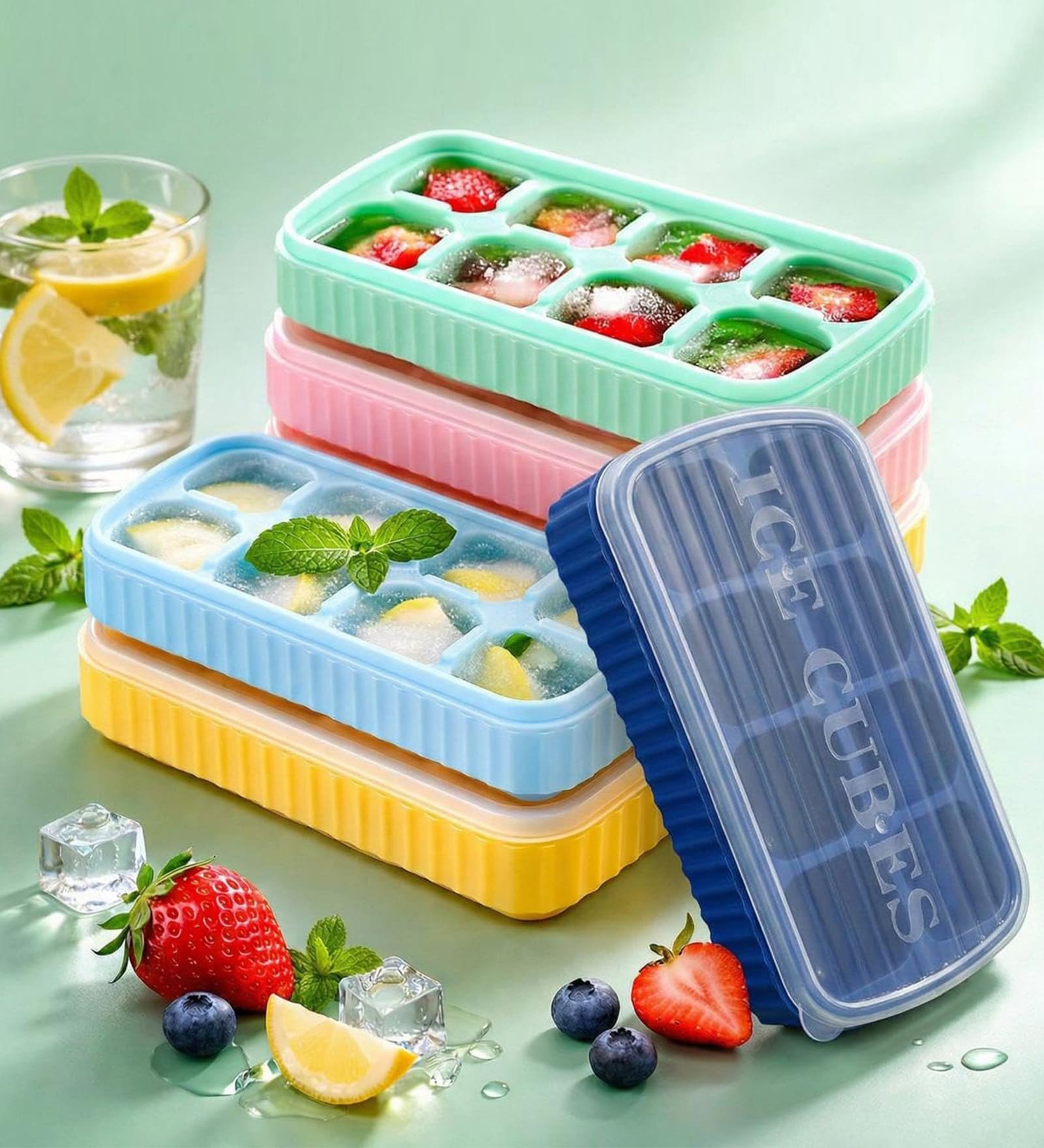 8 Cavity Silicone Ice Tray With Lid