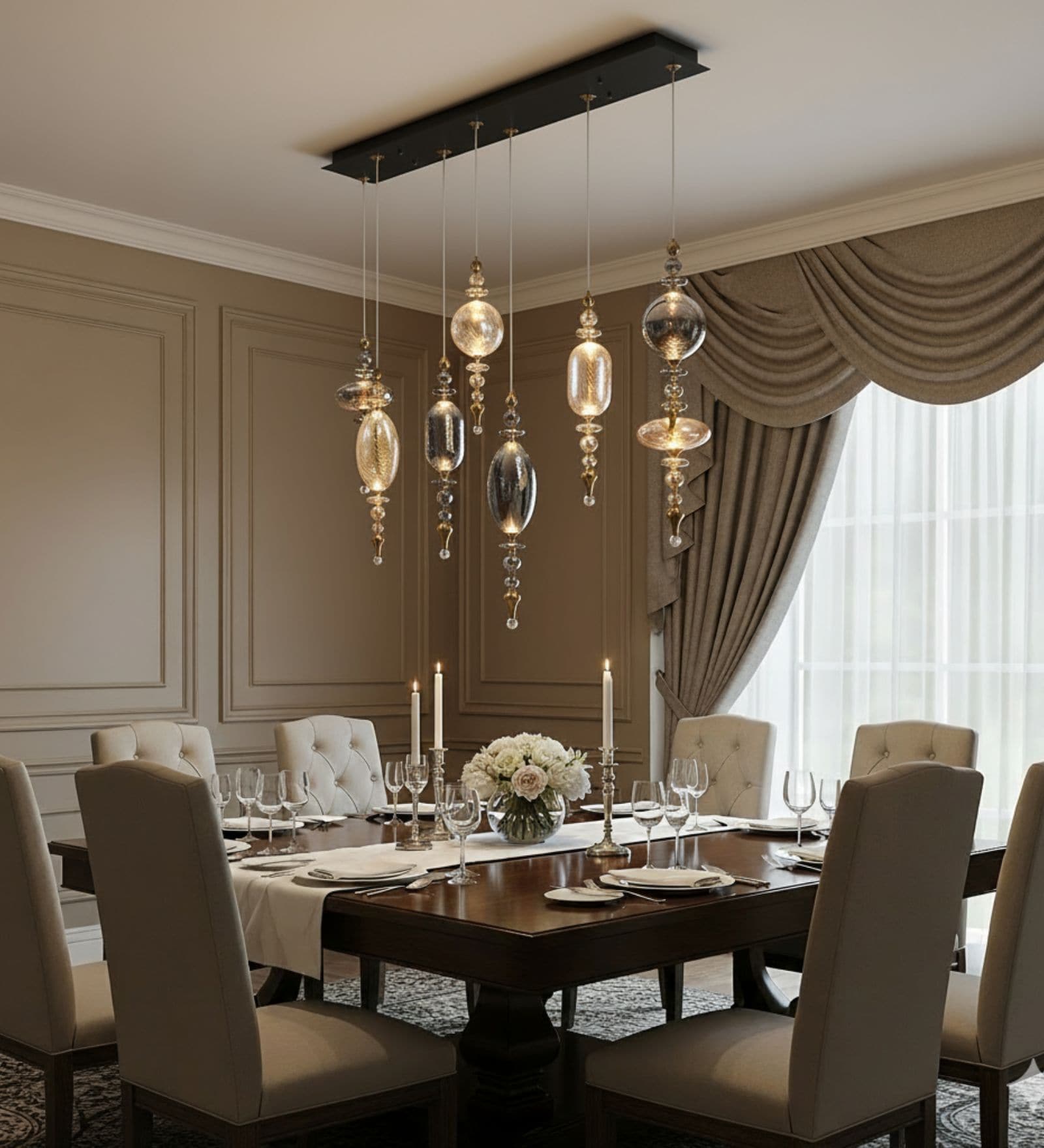 8 Hanging Modern Artistic Glass Pendant Chandelier