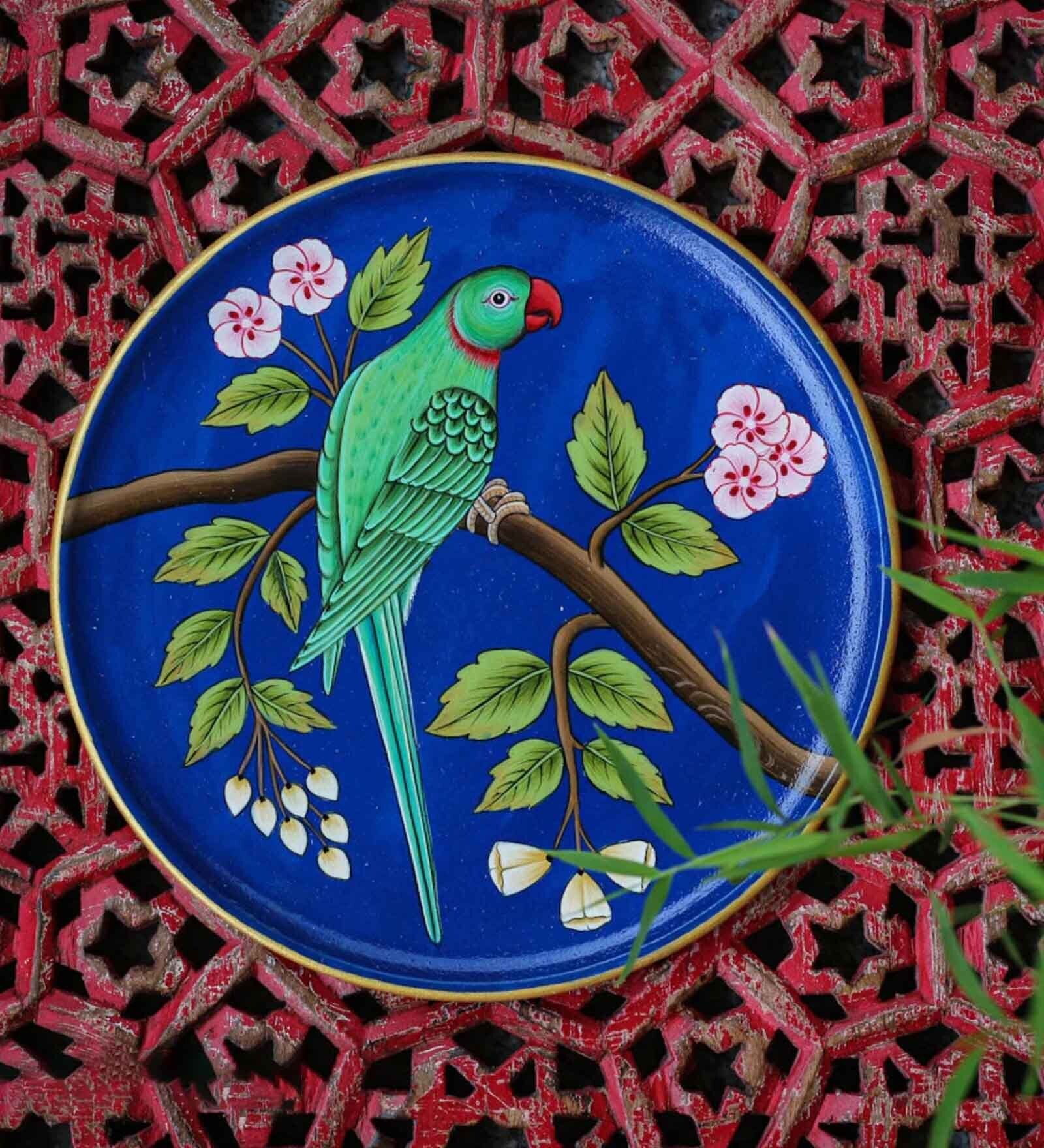 buy-blue-parrot-8-inch-wooden-wall-plate-at-30-off-by-yellow-verandah