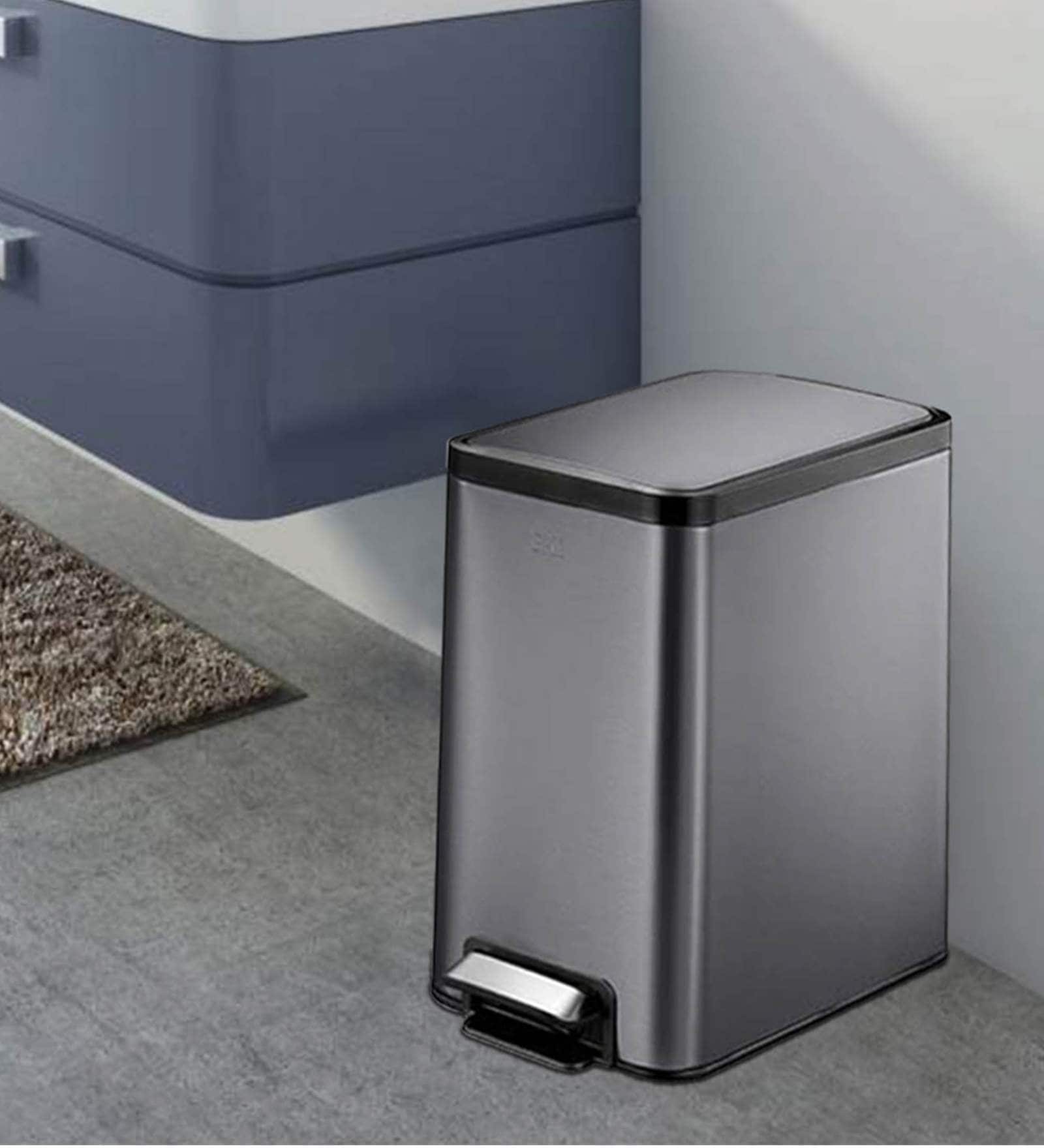 8 Litre Black Stainless Steel Dustbin