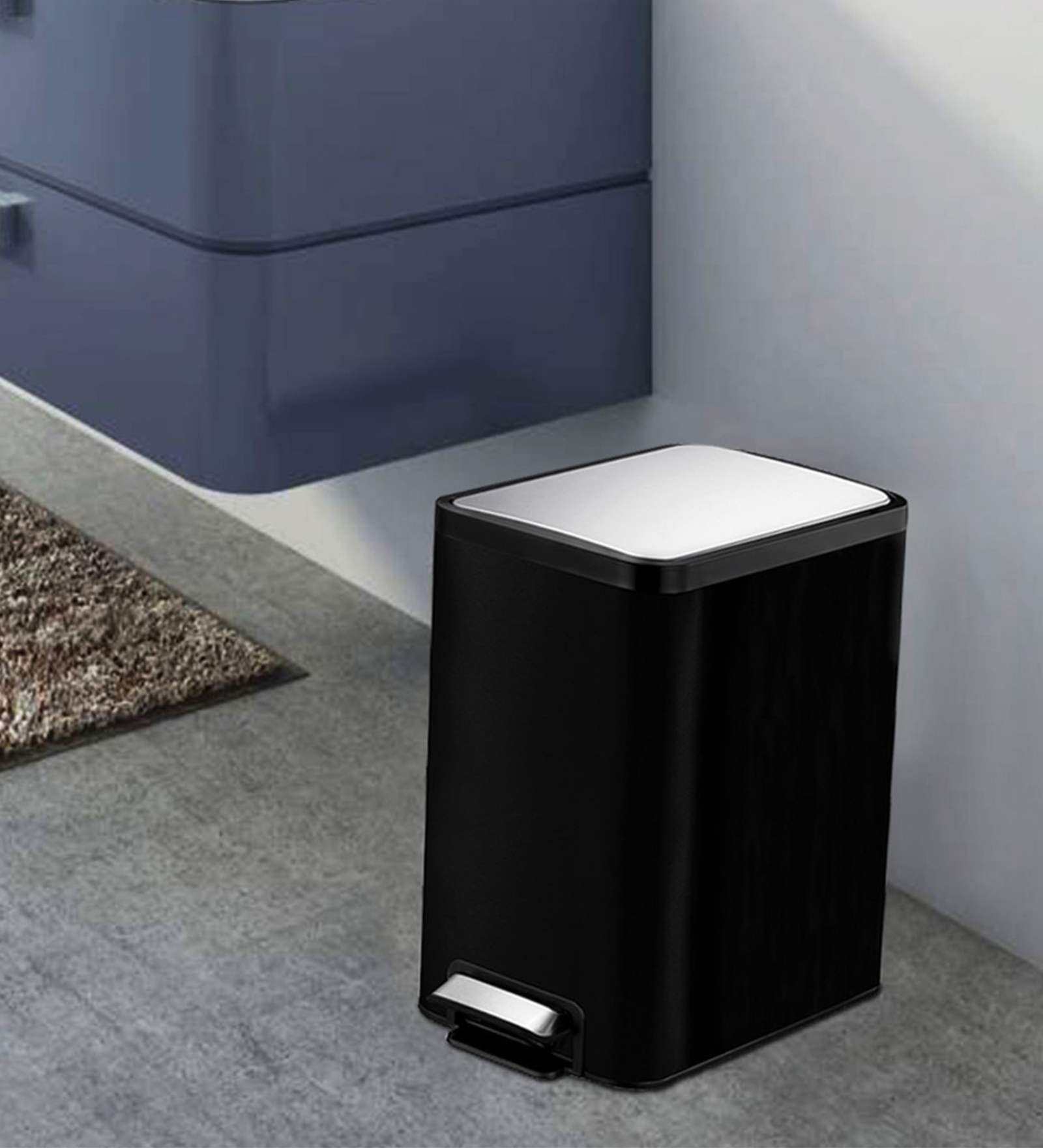 8 Litre Black Stainless Steel Dustbin