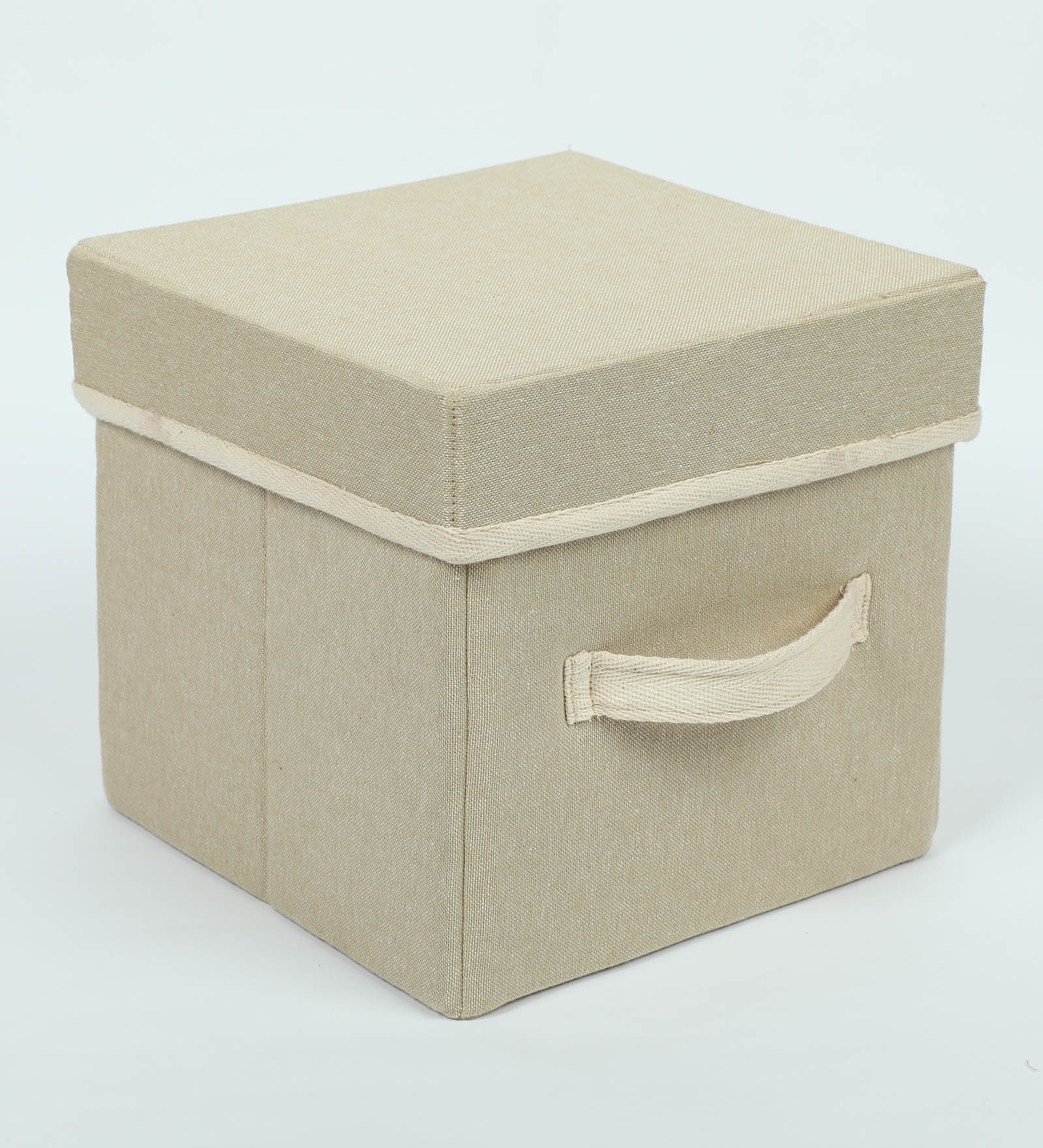 Beige Linen & Mdf Wardrobe Box (L: 8, W: 8, H: 8 Inches)