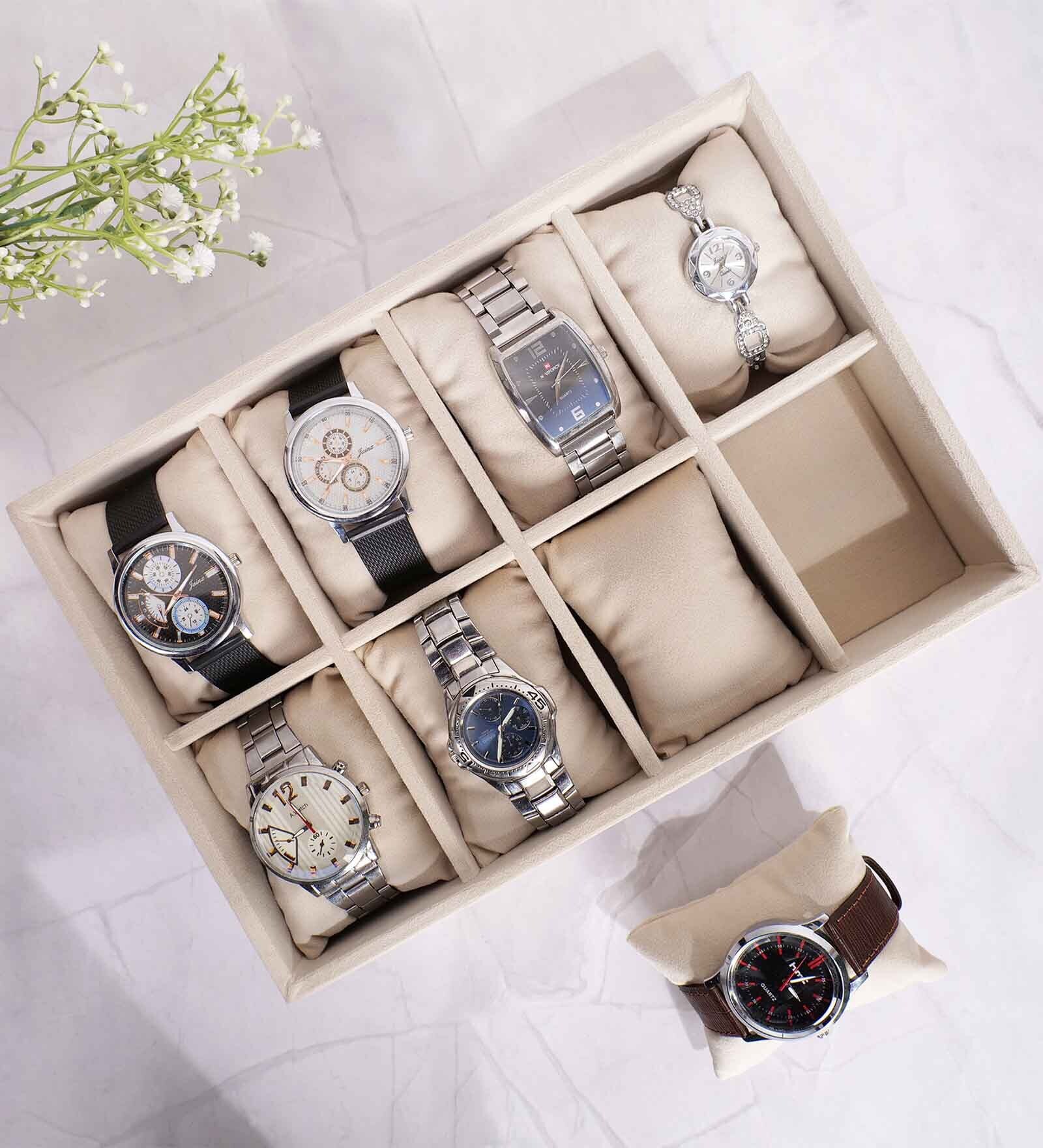 Cream 8 Slot Watch Tray