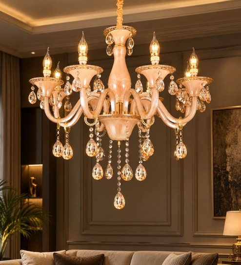 8 Arm Crystal & Glass Luxury Chandelier